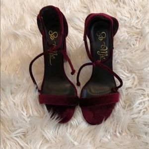 Red velvet heels